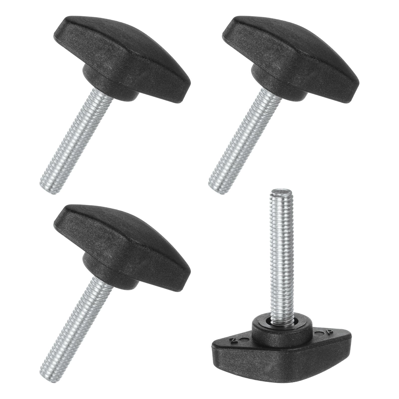M METERXITY 4-Pack Thumb Screws, M6x35mm Tee Wing Knobs, Plastic T Handles Clamping Knob for Woodworking/Machinery/Equipment, Tightening Thread