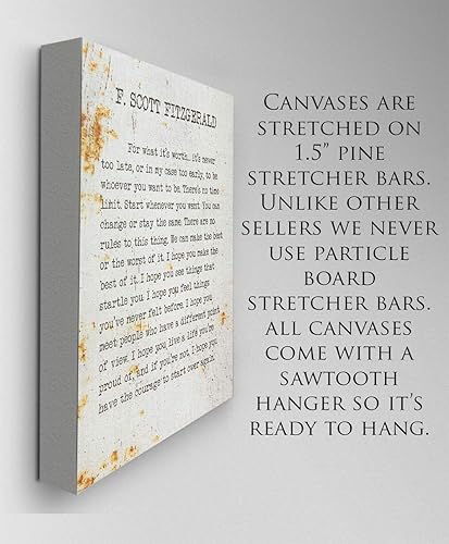 Miniatura 5 de F. Scott Fitzgerald - For What It's Worth - Classic Book Quote, Inspirational Home or Room Decor, Literary Rustic Metal Style Poster, Positive Quote