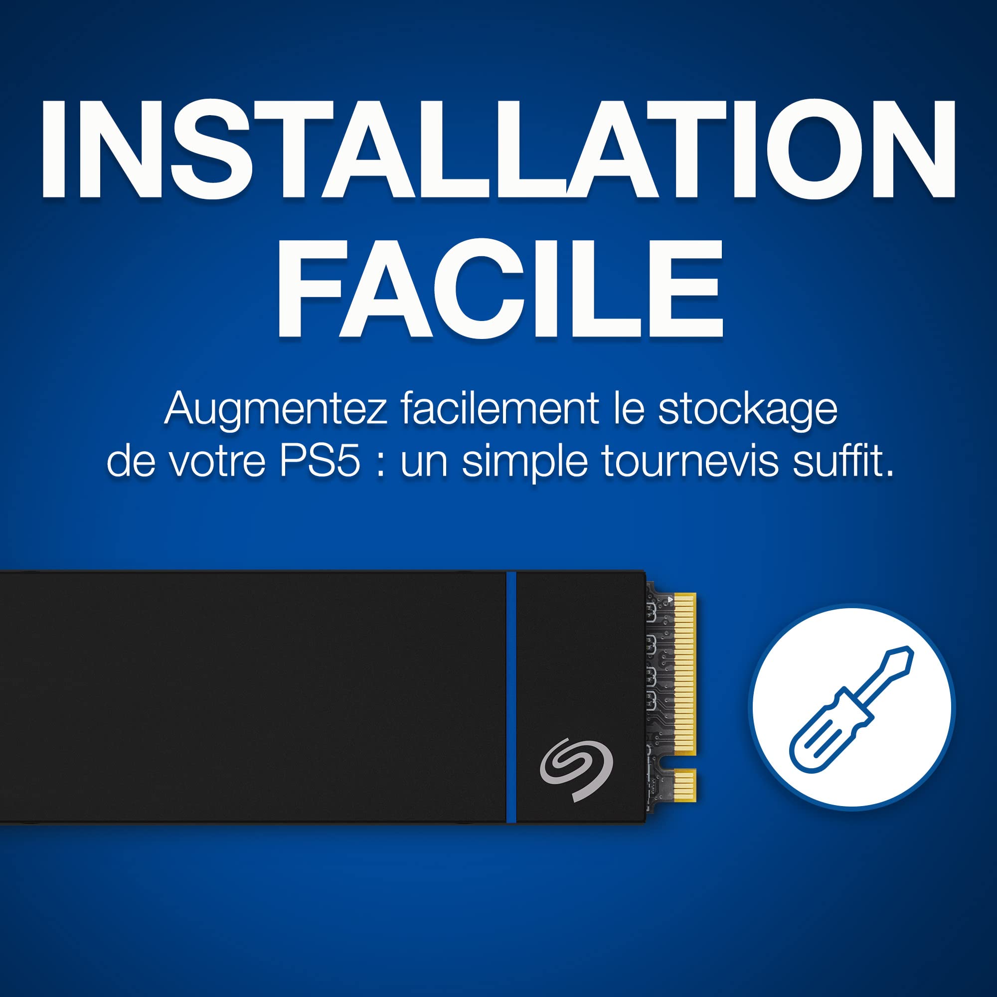 Seagate Game Drive M.2 SSD pour PS5, 2 to, SSD Interne - NVMe 1,4 PCIe 4e génération, jusqu'à 7 300 Mo/s avec dissipateur de Chaleur, incl. 2 semaines playstation+ (ZP2000GP3A4001)