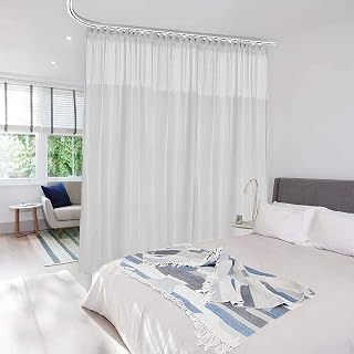 5ft Wide x 7ft Tall Room Divider Privacy Cubicle Curtain with Flexible Flat Hook (1 Panel, White)