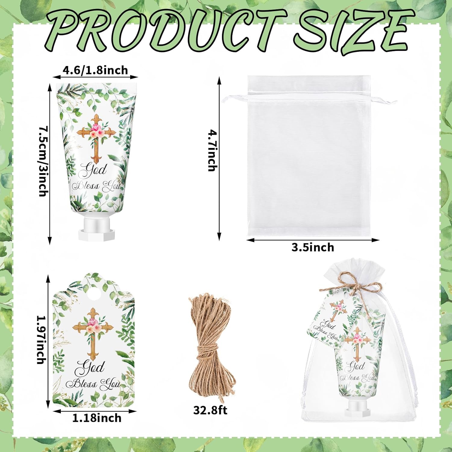 50 Set Baptism Favors Hand Cream First Communion Favors for Guest Hand Lotion with Cross Cards Organza Bags Baby Baptism Favor Baby Shower Favors Christening Favors for Guests Wedding Birthday