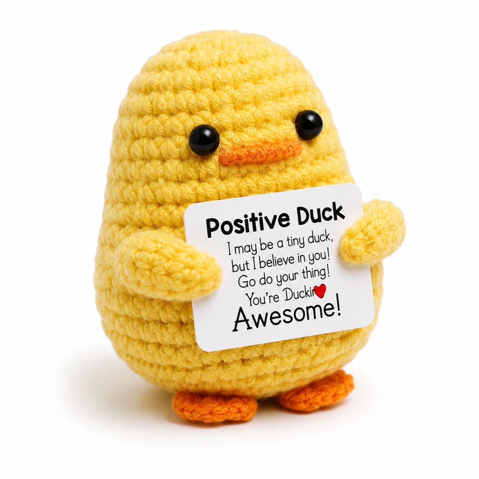 Wlleoaa Positive Duck Gifts, Handmade Motivational Duck, Exam Good Luck Gifts, Mini Knitted Ducks Doll, Emotional Support Gift, Funny Small Cute Crochet Encouraging Easter Gift for Children, Friends