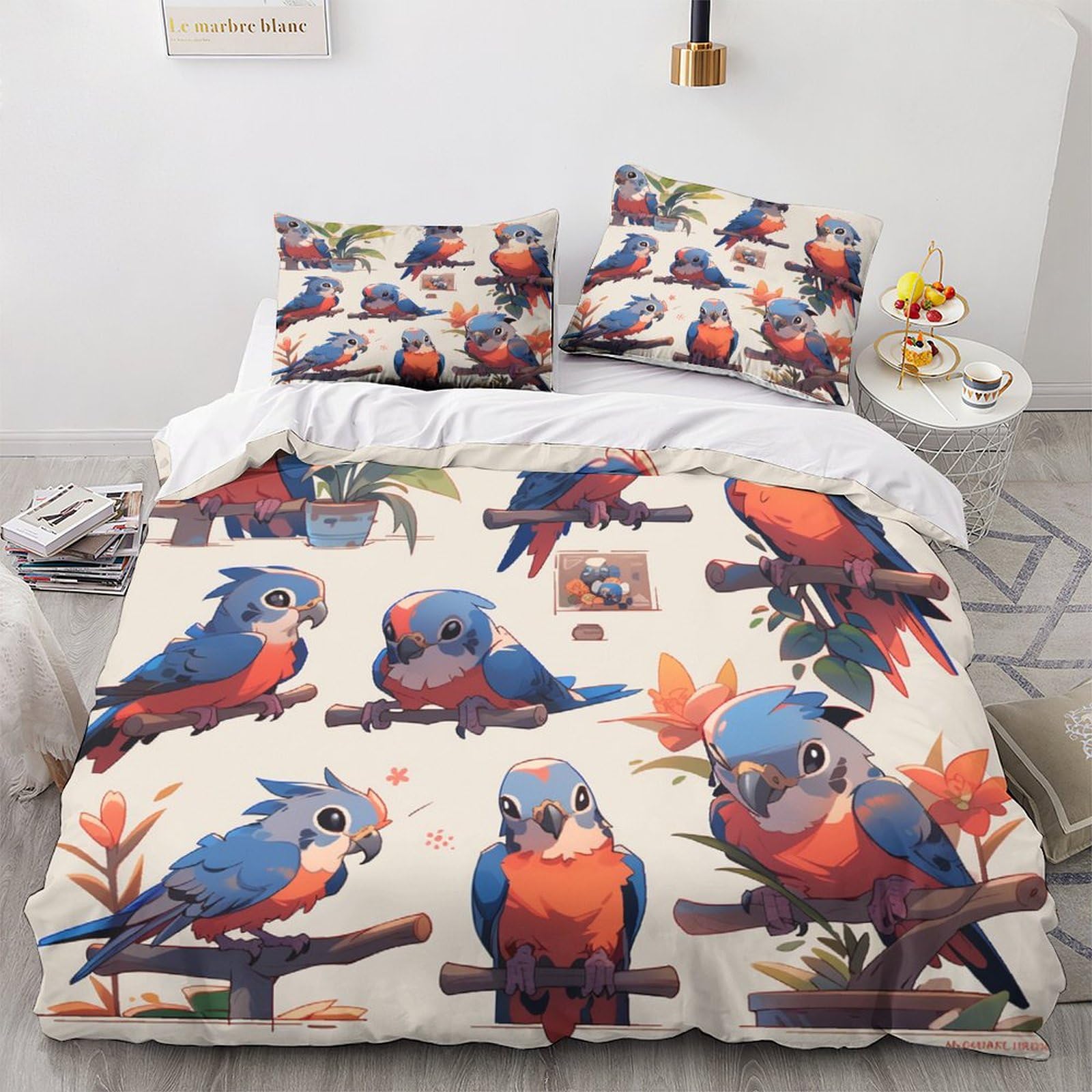 Imprimé animal mignon pour cette parure de lit oiseau chaleureuse