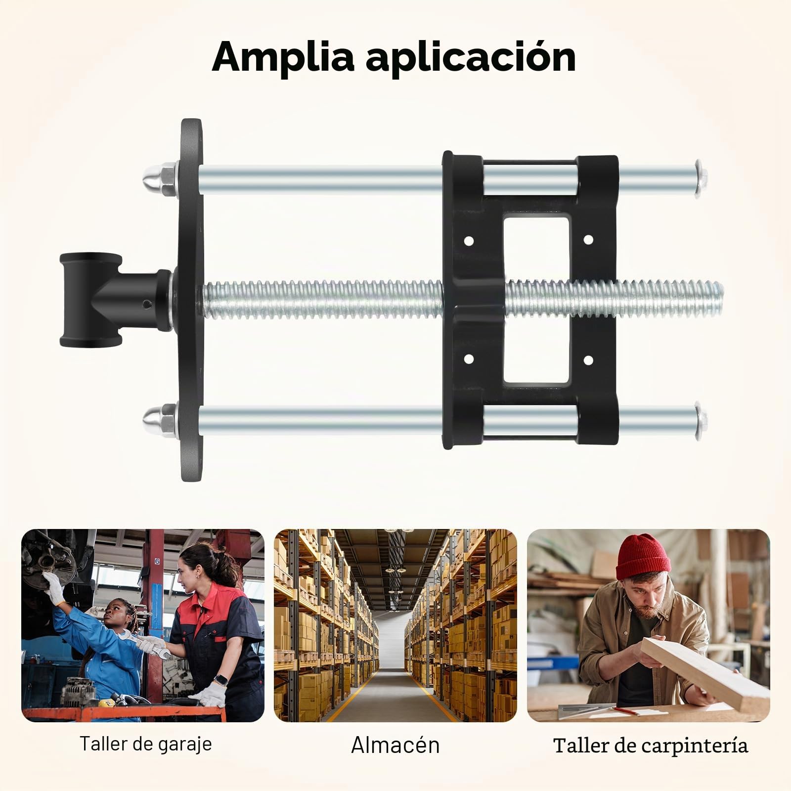 Tornillo de banco de madera para carpintería, carpintería, bricolaje, taller, con 15 cm de distancia central, 20 kg, capacidad de carga 5,3 kg, color negro y plateado