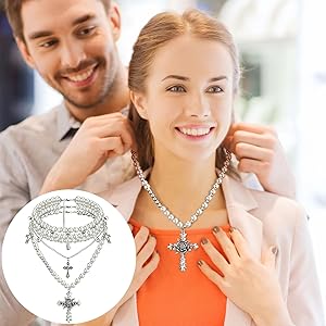 Amazon.com: Tondiamo 3 Pcs Pearl Layered Gothic Cross
