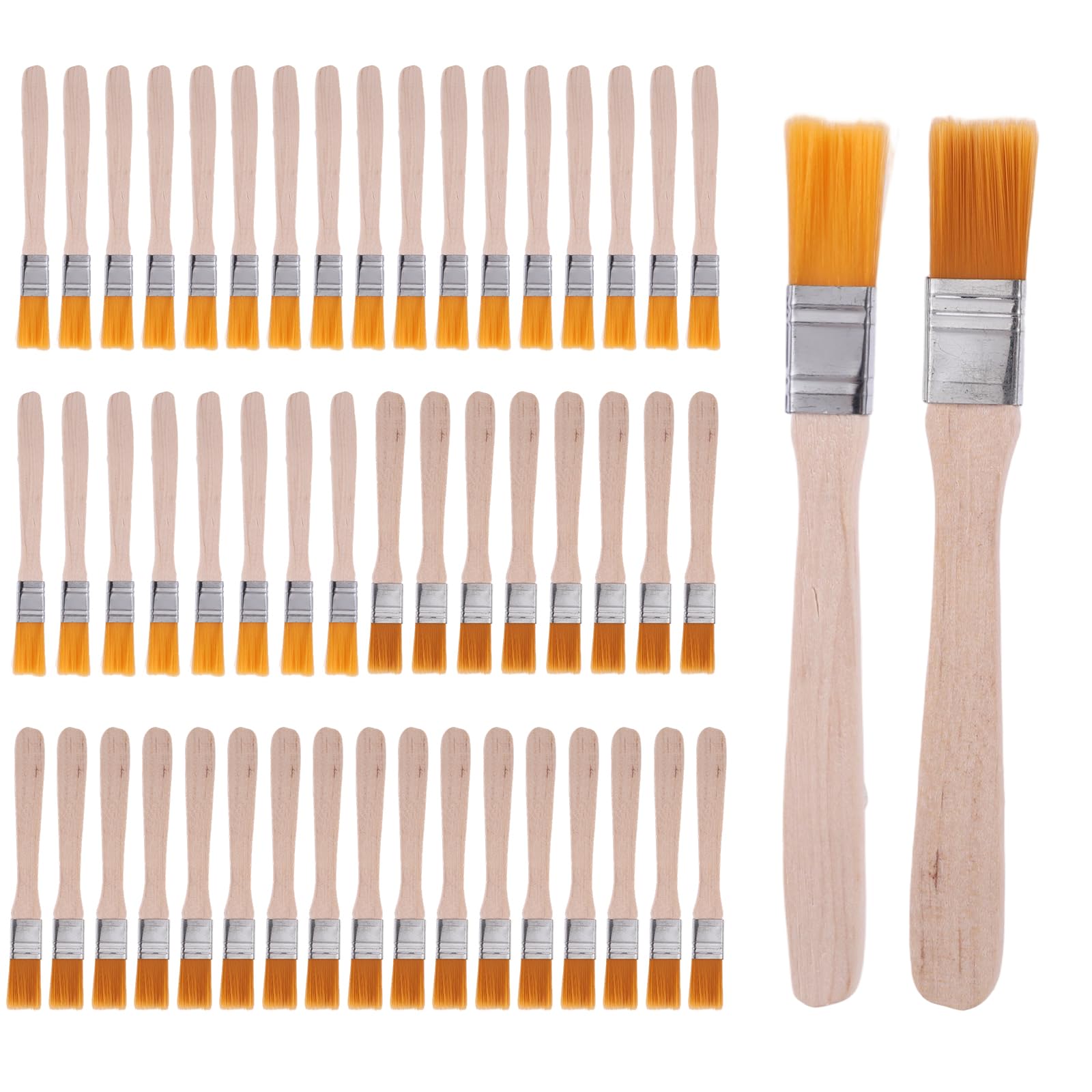 50 Pezzi Pennelli Piatti, 13 cm Lunghezza Pennelli Pittura Piccoli con Manico in Legno, per Colla Vinilica, Muro, Progetti Fai da Te e Forniture Artistiche per Uso Domestico e Creativo