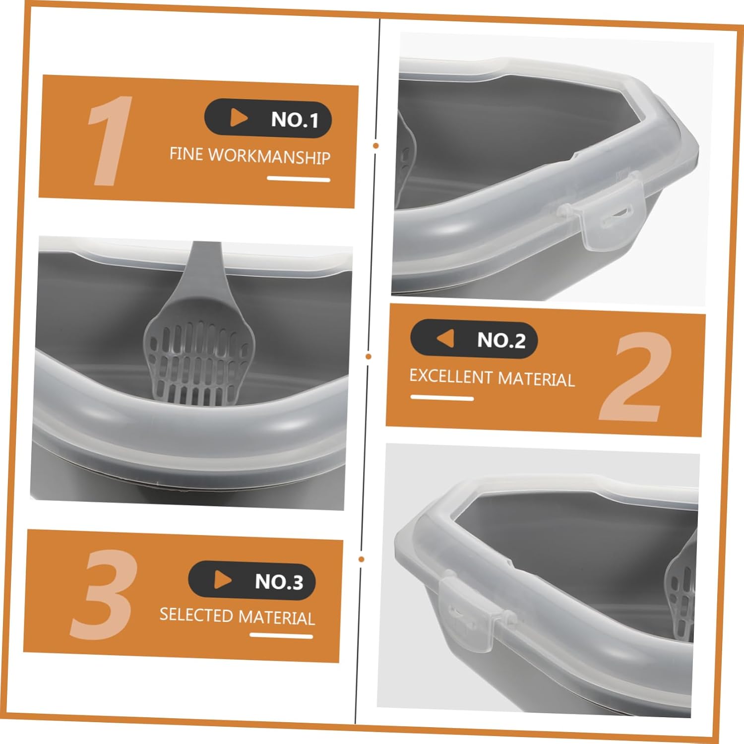 Generic Portable Semi-Enclosed Cat Litter Box -Splash Design for Easy Cleaning Large Space for Air Circulation Cat Toilet for Home Use