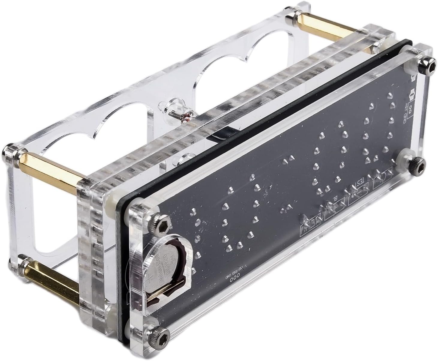 IN-12 Nixie Tube Fluorescent Digital Clock With 225-Color Backlight Acrylic Housing Time Date Display DC 5V Energy Efficient Design(Without Tubes)