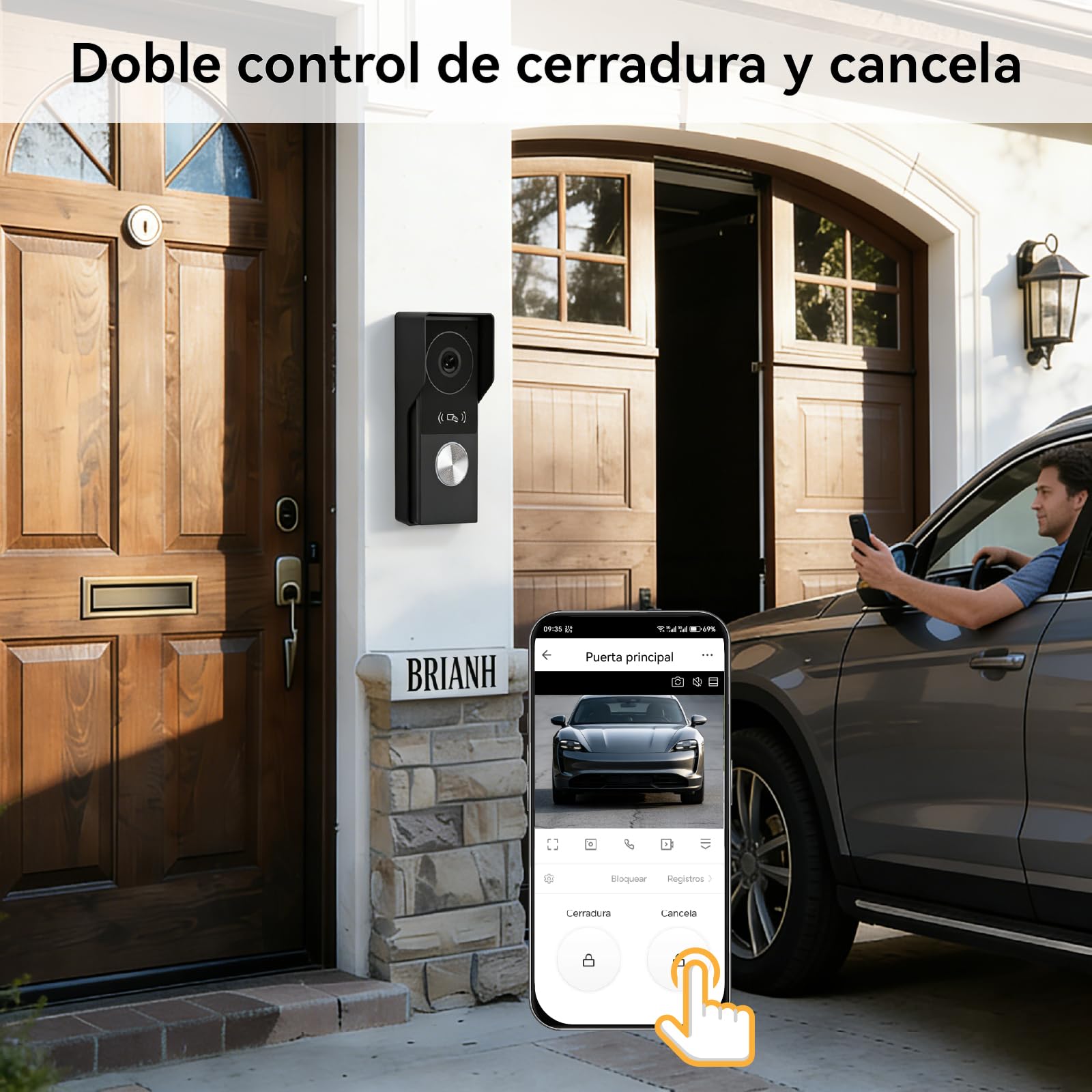 Kit de 2 Hilos Videoportero con conexión, Timbre Video Mirilla y 7'' Monitor Táctil a Color, Desbloqueo en App y RFID, Detección de Personas y Audio Bidireccional,WiFi6 2,4/5GHz