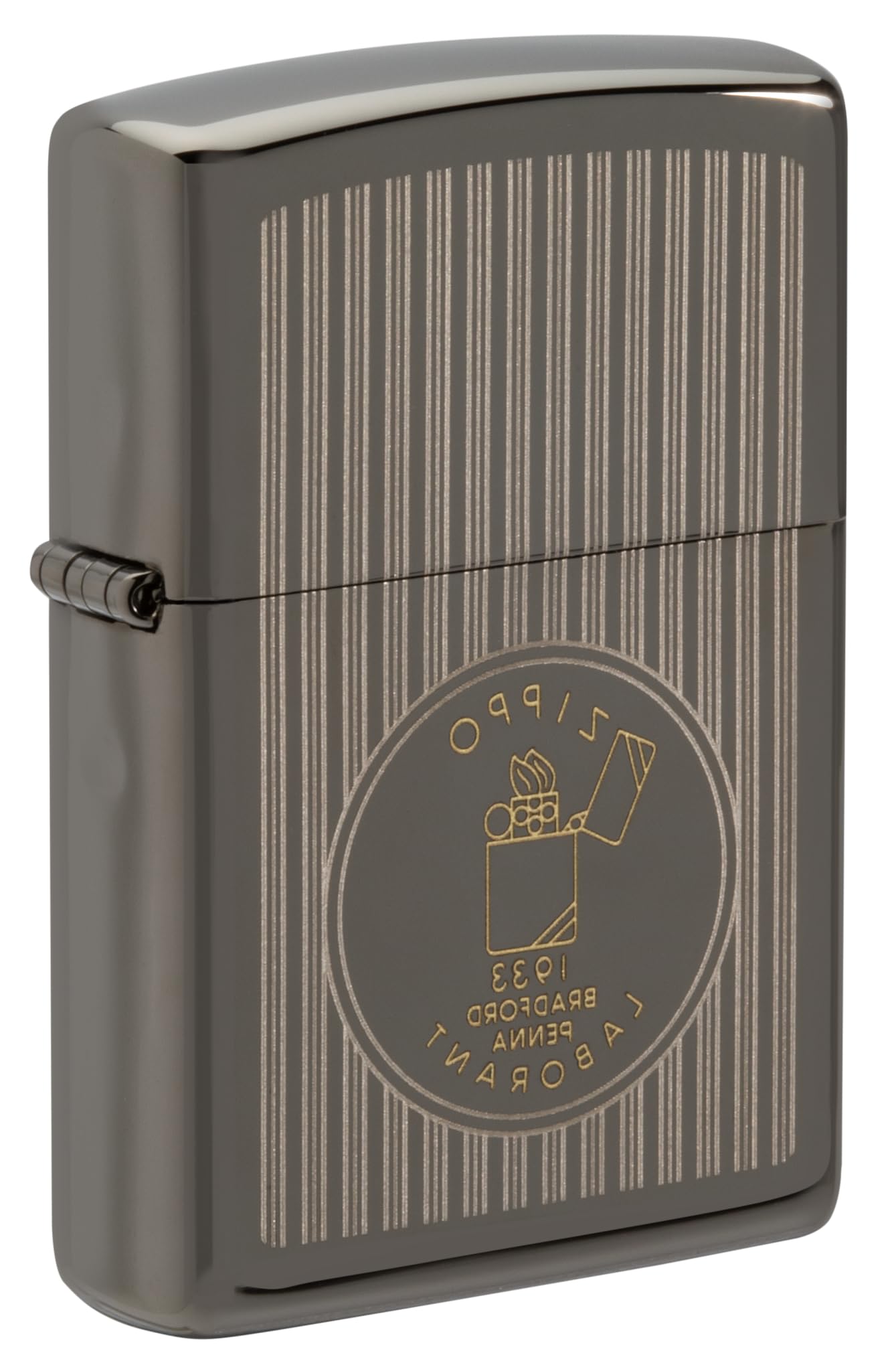 Zippo Sturmfeuerzeug - Founder's Day, Black Ice, Laser Two-Tone - Nachfüllbar - Wiederverwendbar - Windfestes Design - Geschenkbox - Made in USA