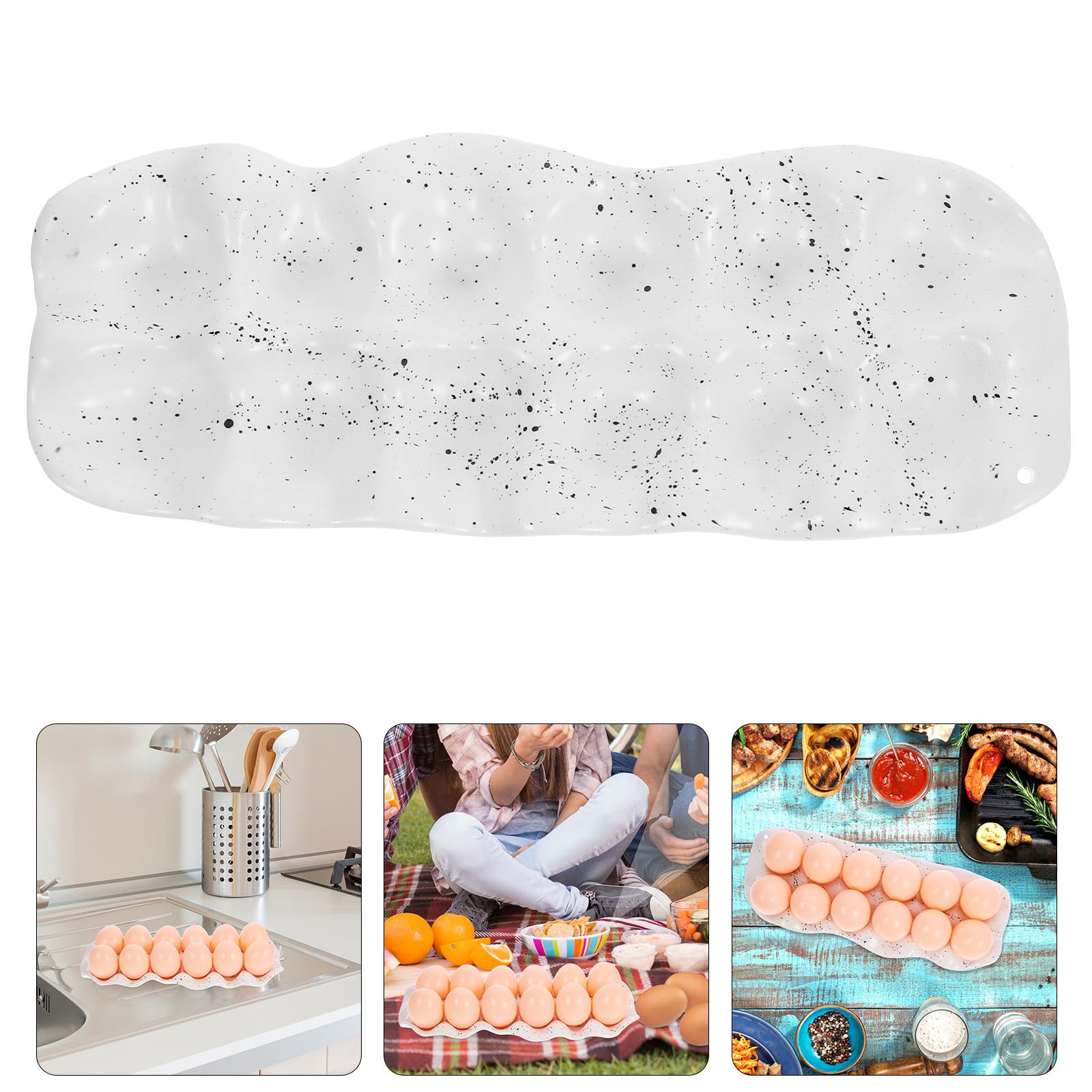 Sosoport Organizador de Huevos de Cerámica Resistente para Nevera y Cocina Bandeja Protectora de Compartimentos Soporte Compacto para Almacenamiento Fresco y Ordenado de Huevos