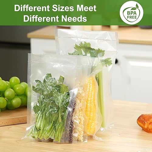 Miniatura 6 de Moretoes 200 bolsas selladoras al vacío, 100 cuartos de galón de 8 x 12 pulgadas y 100 pintas de 6 x 10 pulgadas, sin BPA, bolsas de comida