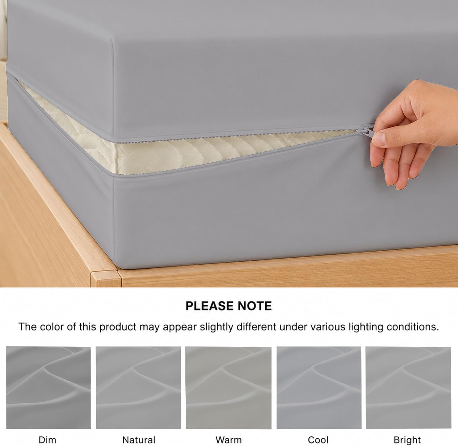 Zipper Fitted Sheet, RV King - 12 Inch Deep Pocket, Ultra Soft Microfiber Bottom Sheet, Secure Fit Mattress Sheet, Fade Resistant & Wrinkle Free Sheets - Light Grey