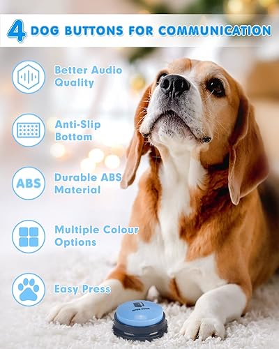 Miniatura 2 de Botones para comunicación para perros, juego de 4 botones para hablar de perros, botones de habla para gatos y perros, zumbador de entrenamiento de