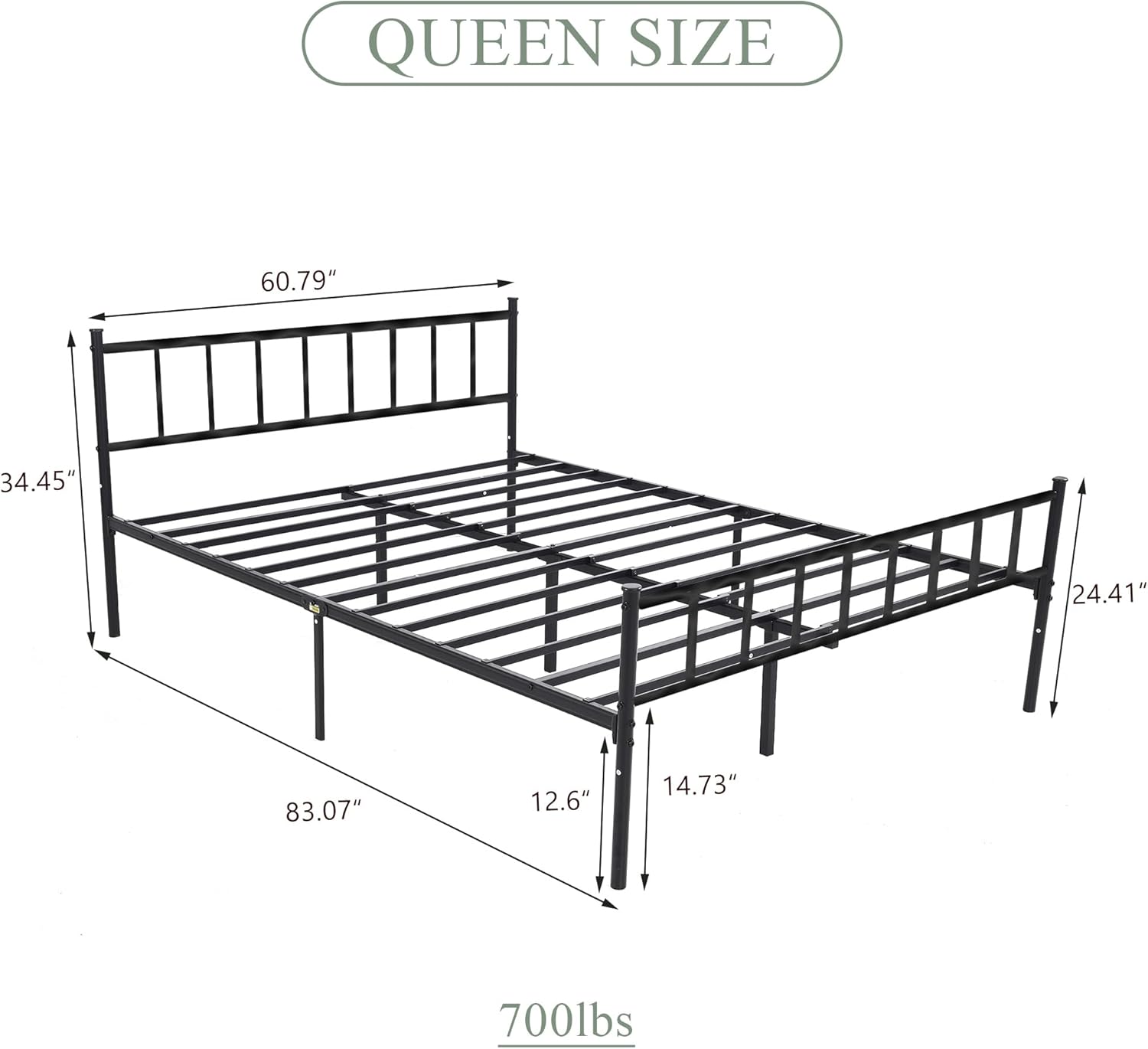 Zoophyter Metal Platform Queen Bed Frame with Headboard Footboard Strong Steel Slat Support Underbed Storage No Box Spring Needed Easy Assembly Black