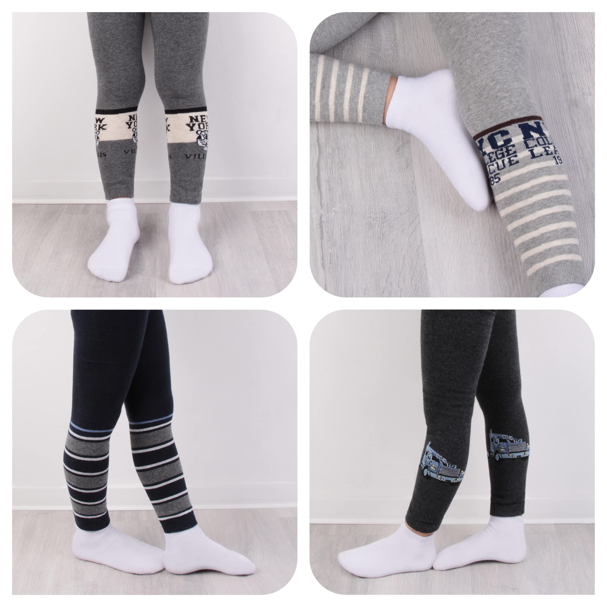 L&K-II Paquet de 5 Garçons Leggings enfantsr Pantalon Pantalon Automne Printemps Coton Longueur Cheville 2777