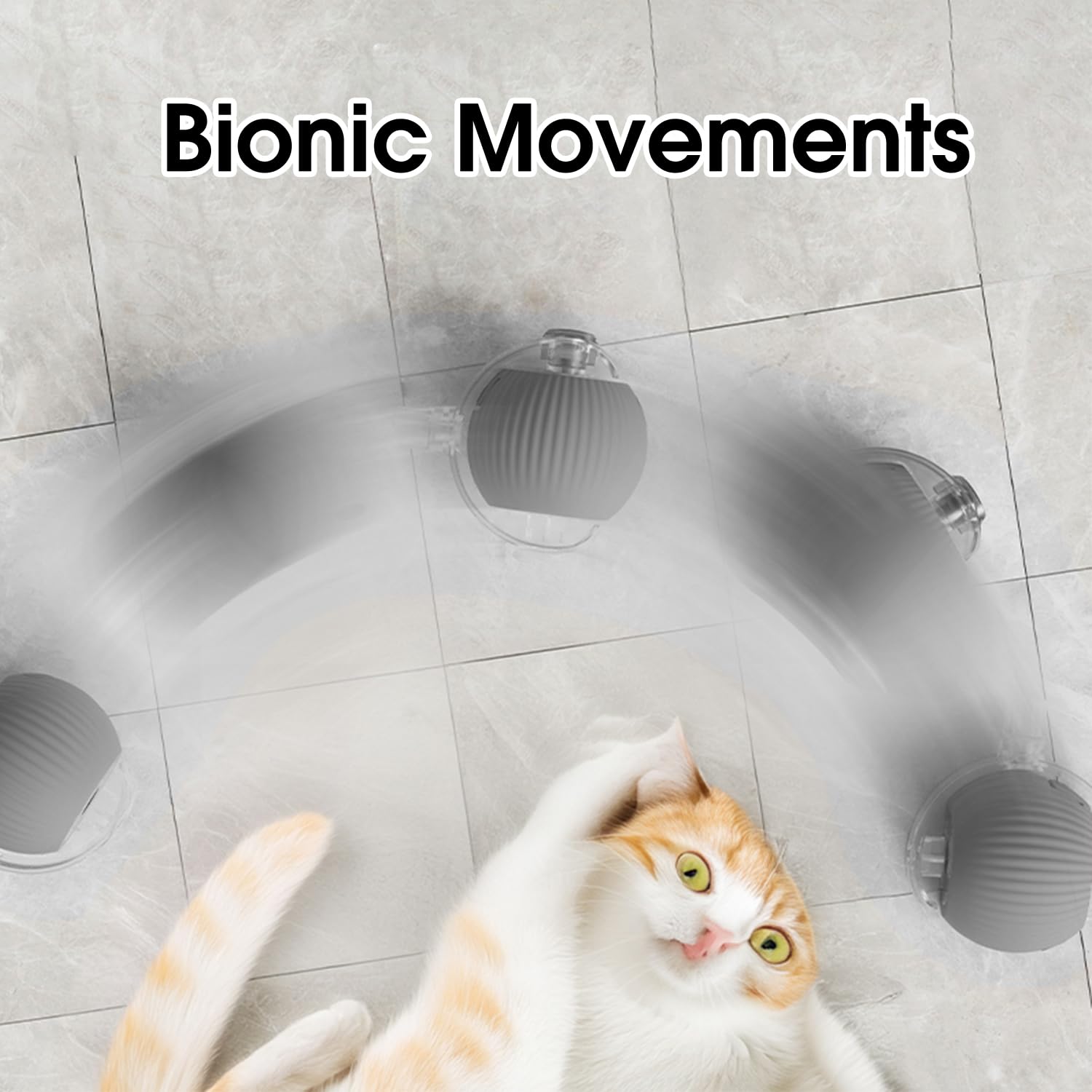Eptchn Interactive Cat Ball - Smart Rolling Active Balls for Cats - Electric Balls for Indoor Cats, Gray - Image 3