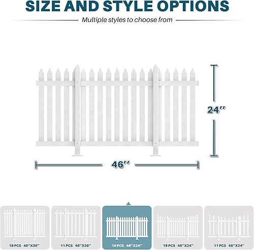Miniatura 45 de Coarbor 1 juego de valla de vinilo de 84 x 30 pulgadas, valla decorativa de PVC blanco para patio, patio al aire libre, barrera para mascotas, valla