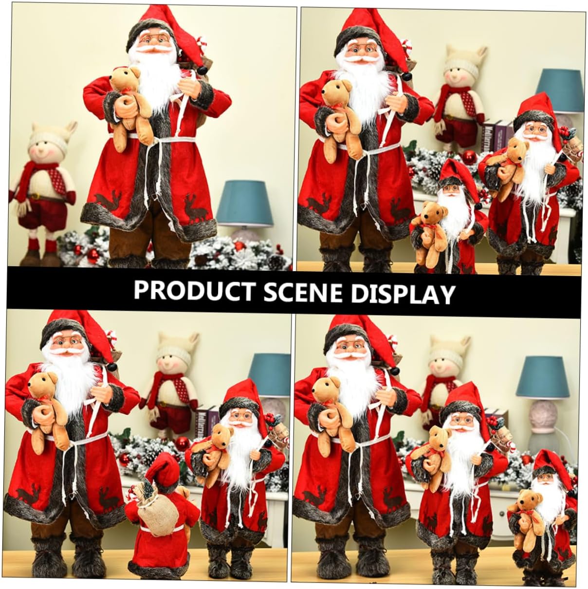 1Pc Santa Claus Decoration with Bear Christmas Ornament for Festive Garden Display and Christmas Decor for Holiday Cheer
