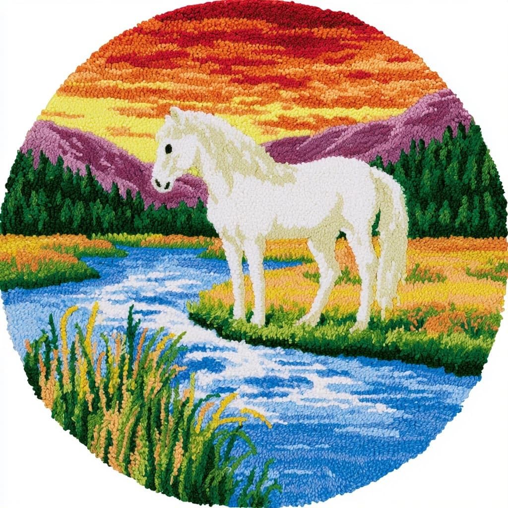 AMBATTERY Rug Making Kit for Adults,Latch Hook Rug Kit,Rivers and Horses