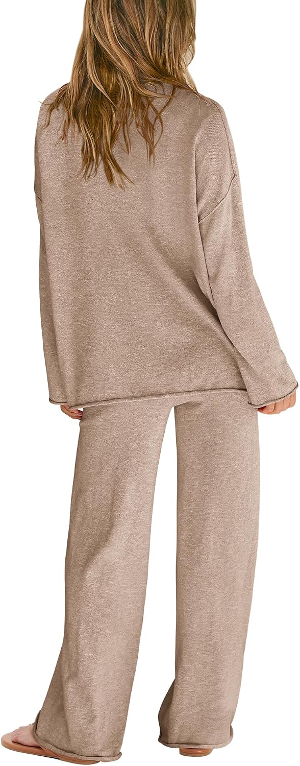 Yanekop Womens Matching Lounge Sets 2 Piece Outfits Sweater Set Lightweight Knit Loungewear Set Casual Loose Fit Outfit