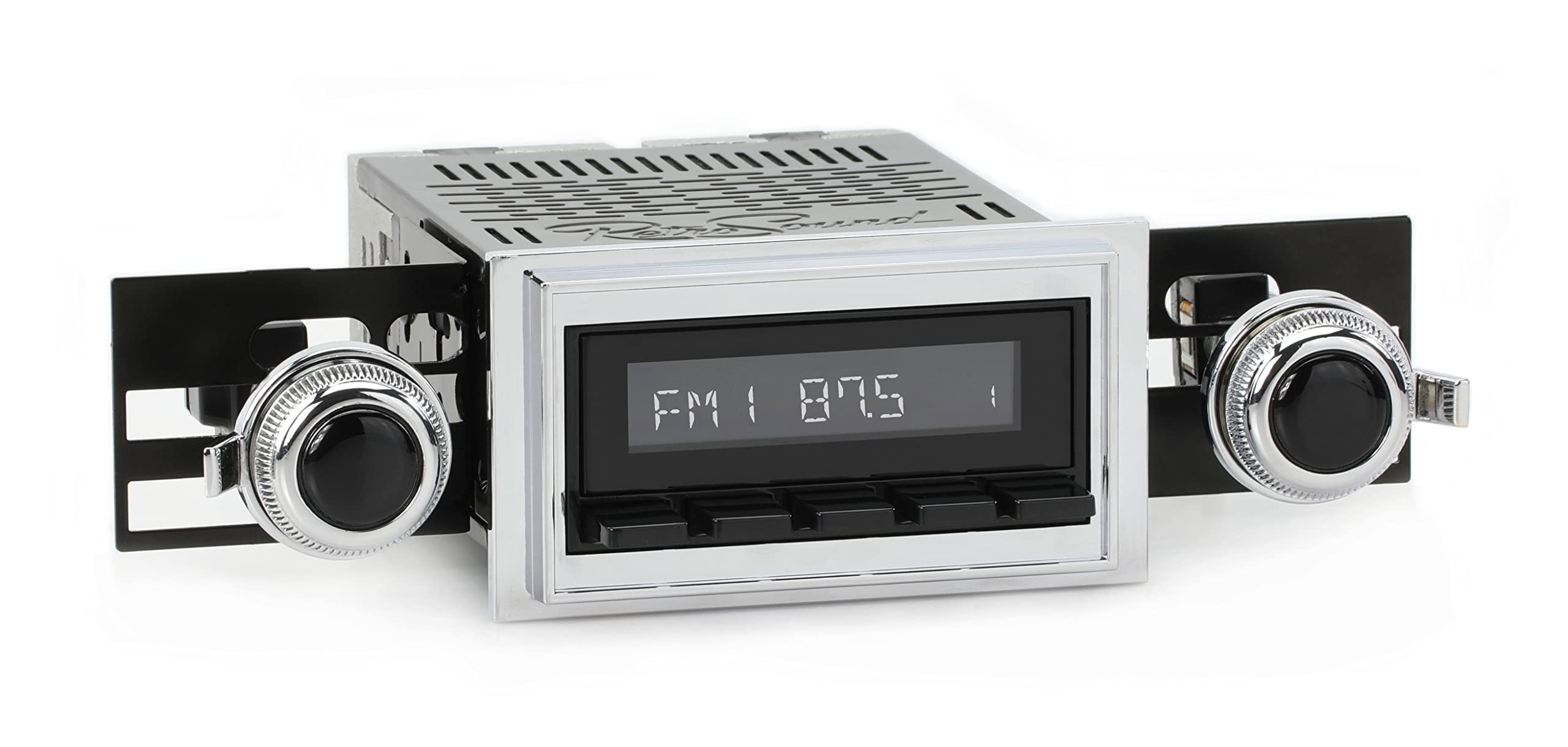 Retro Manufacturing Laguna Radio with Black Face, 53P-73P Knobs, and Vintage Overlay LAB-M1-118-53P-73P-SCP