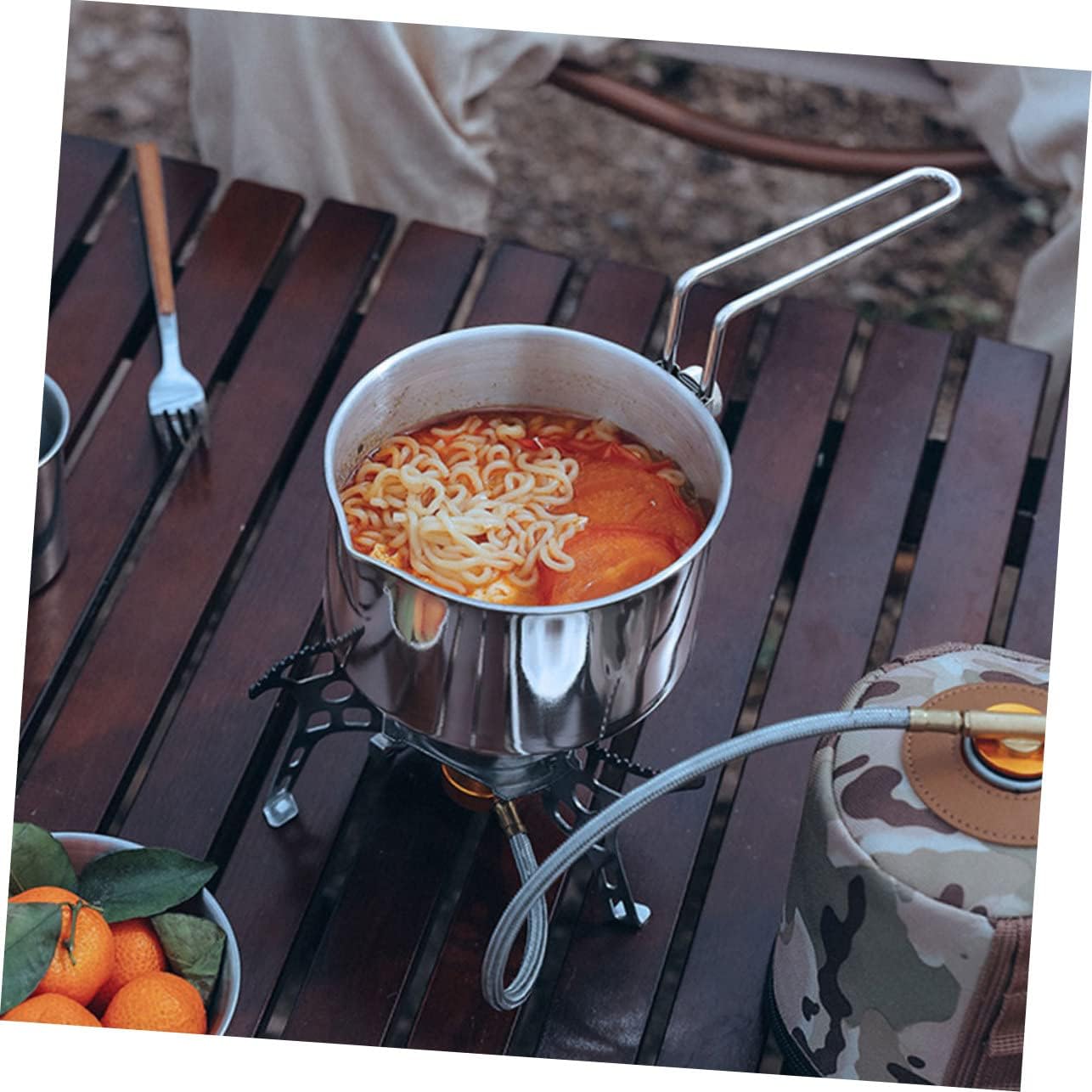 Travel-Friendly Outdoor Cooking Pot Collapsible Kettle Stainless Steel Multi-Function Easy to Carry Camping Essential