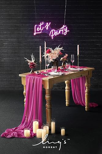 Miniatura 9 de Ling's Moment Camino de mesa de gasa transparente rojo de 14 pies con brillo plateado para recepción de boda, rústico, bohemio, boda, fiesta,