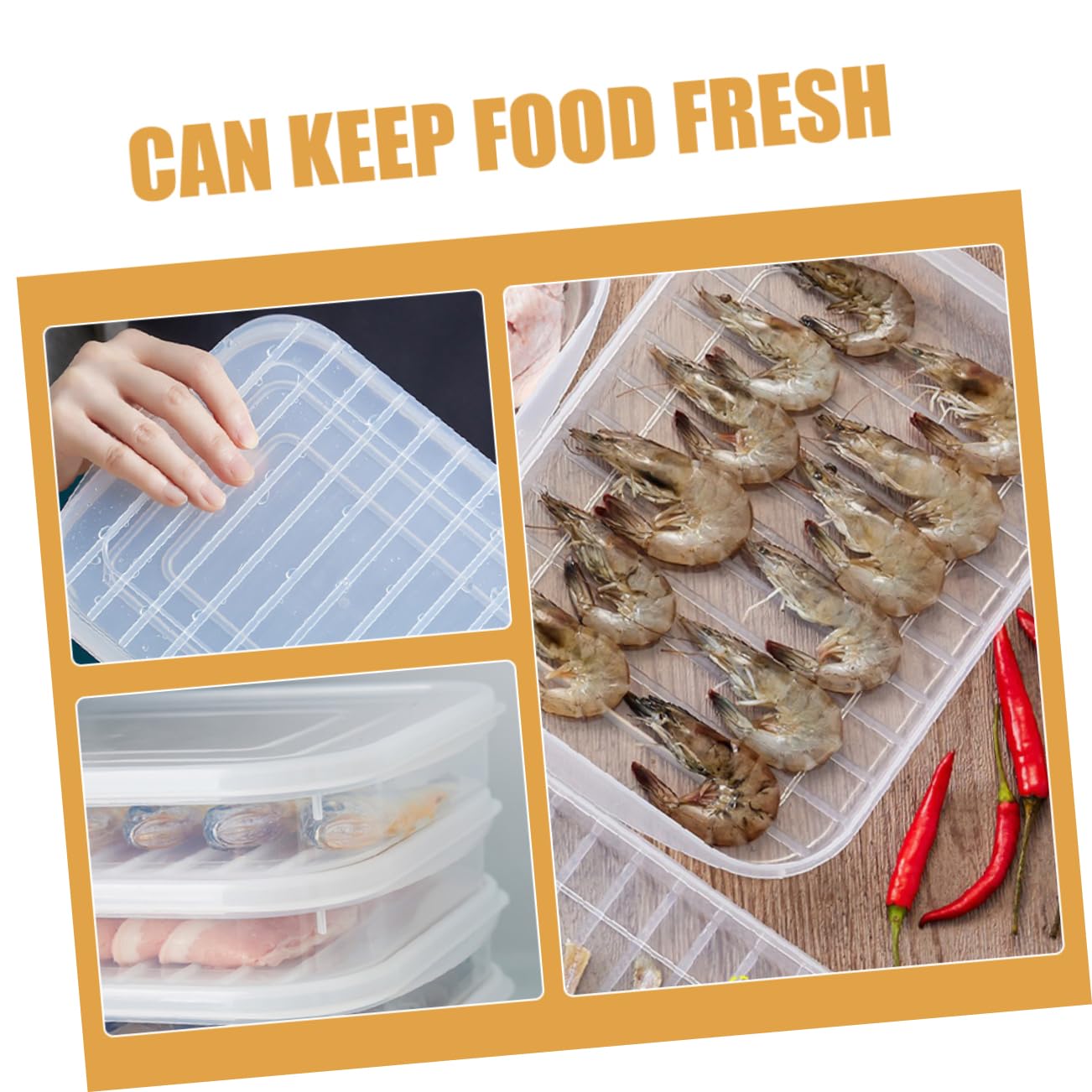 IMIKEYA 8pezzi Contenitori Per Conservazione Alimenti Con Coperchio Ermetico Scatole Trasparenti Per Frigo Per Pesce e Di Mare Organizzatori Per Cucina e Frigorifero
