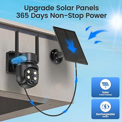 Miniatura 4 de 2.4G5G WiFi 6 cámara de seguridad inalámbrica para exteriores de 360, 2K, energía solar 4MP, visión nocturna a color, detección humana AI,