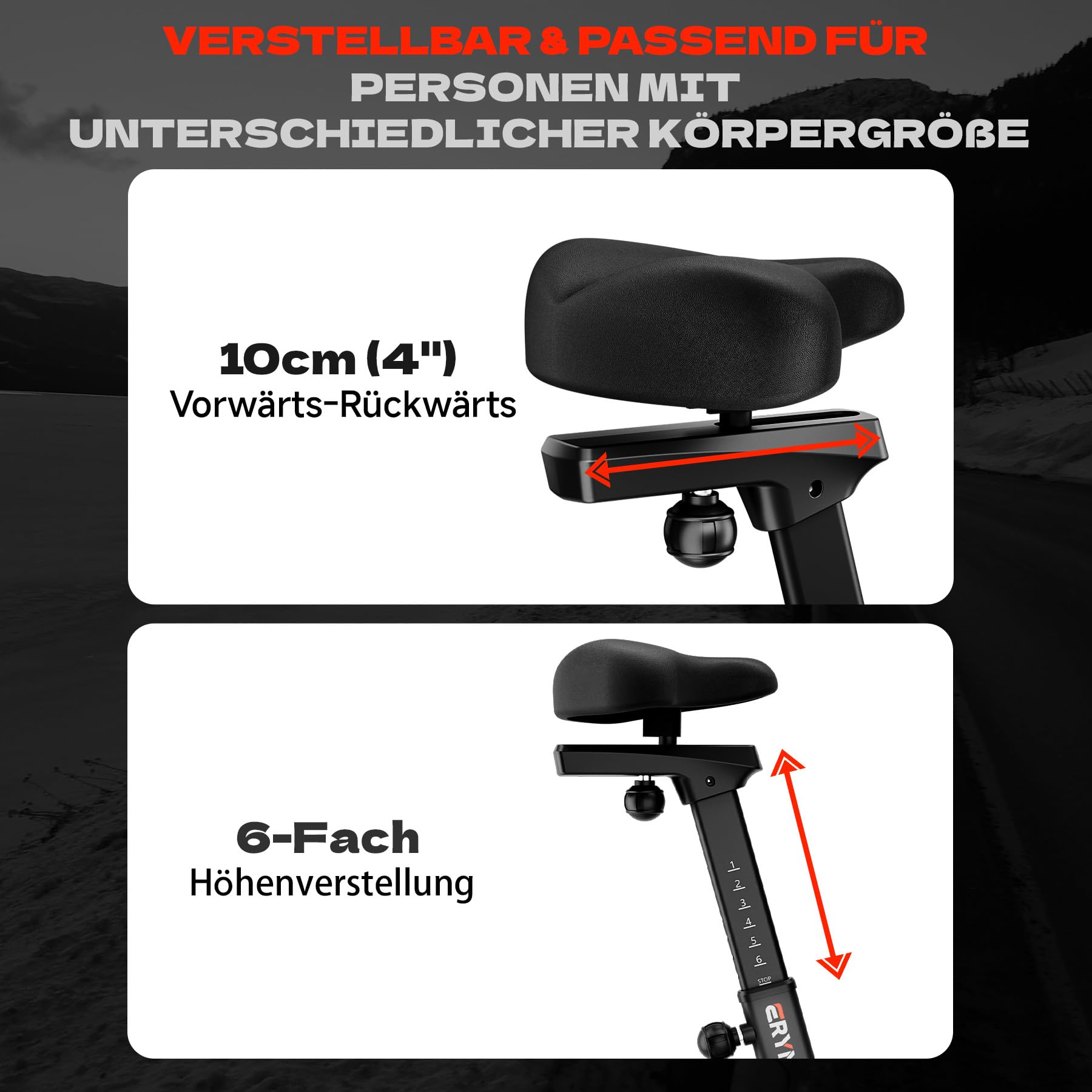 Air Bike, Heimtrainer Fahrrad Air Bike mit Luftwiderstand, Trainingsfahrrad mit Einstellbarem Magnetwiderstand, Leises Indoor-Fitnessbike für Ganzkörpertraining, LCD Monitor, App Verbindung