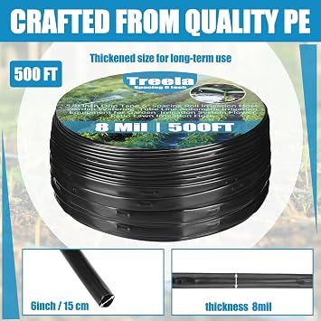 Treela 500ft 5/8 Inch Drip Tape 6 Spacing Roll 8 Mil Irrigation Hose Garden Watering Tube Line Automatic Equipment for Garden Irrigation System Flower Patio Lawn Hose