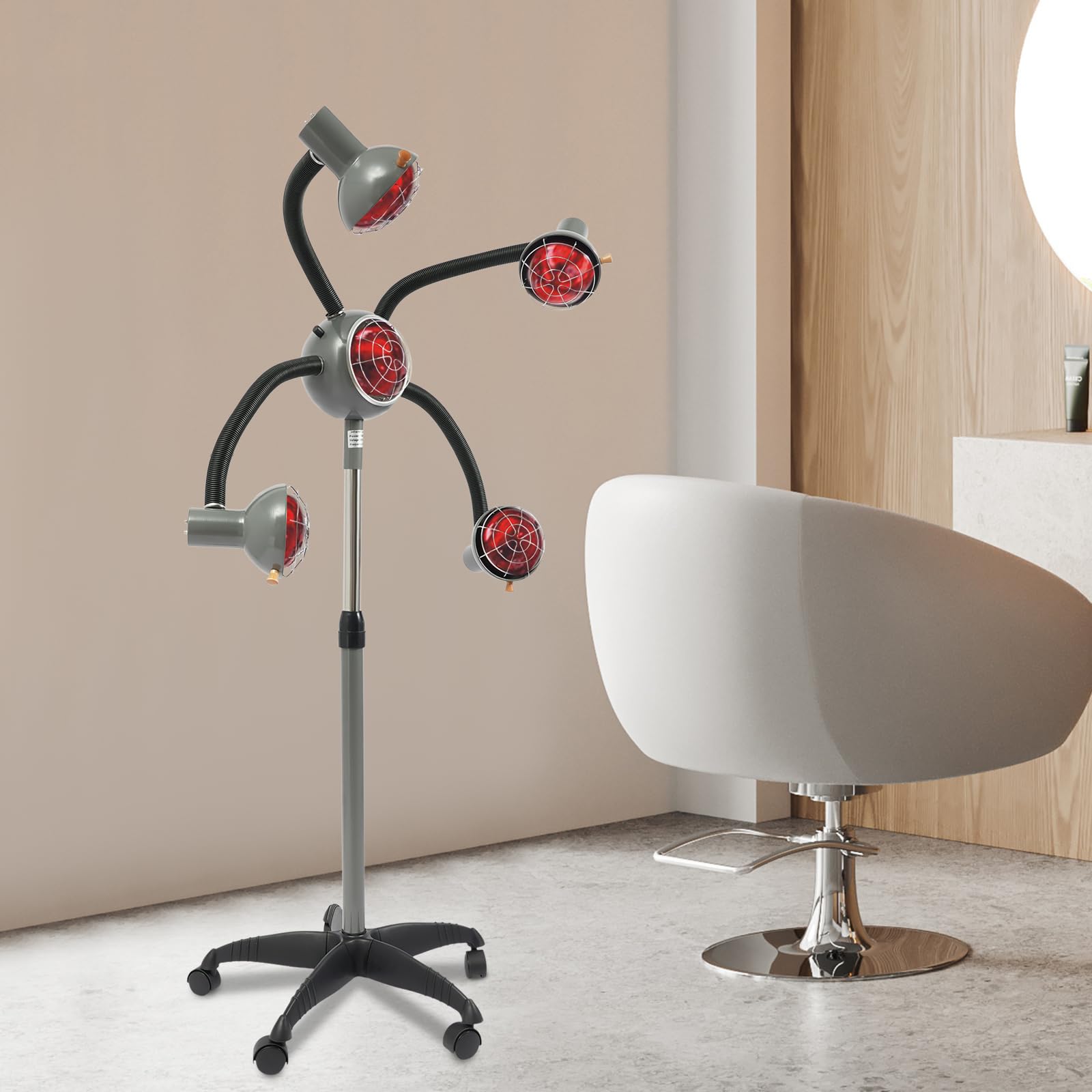 Lampe chauffante infrarouge 5 têtes 750 W Salon réglable en hauteur