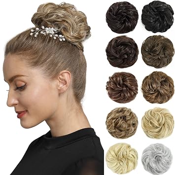 Rose bud Black in Burgundy Red Messy Bun Hair Pieces For Women Fake Bun