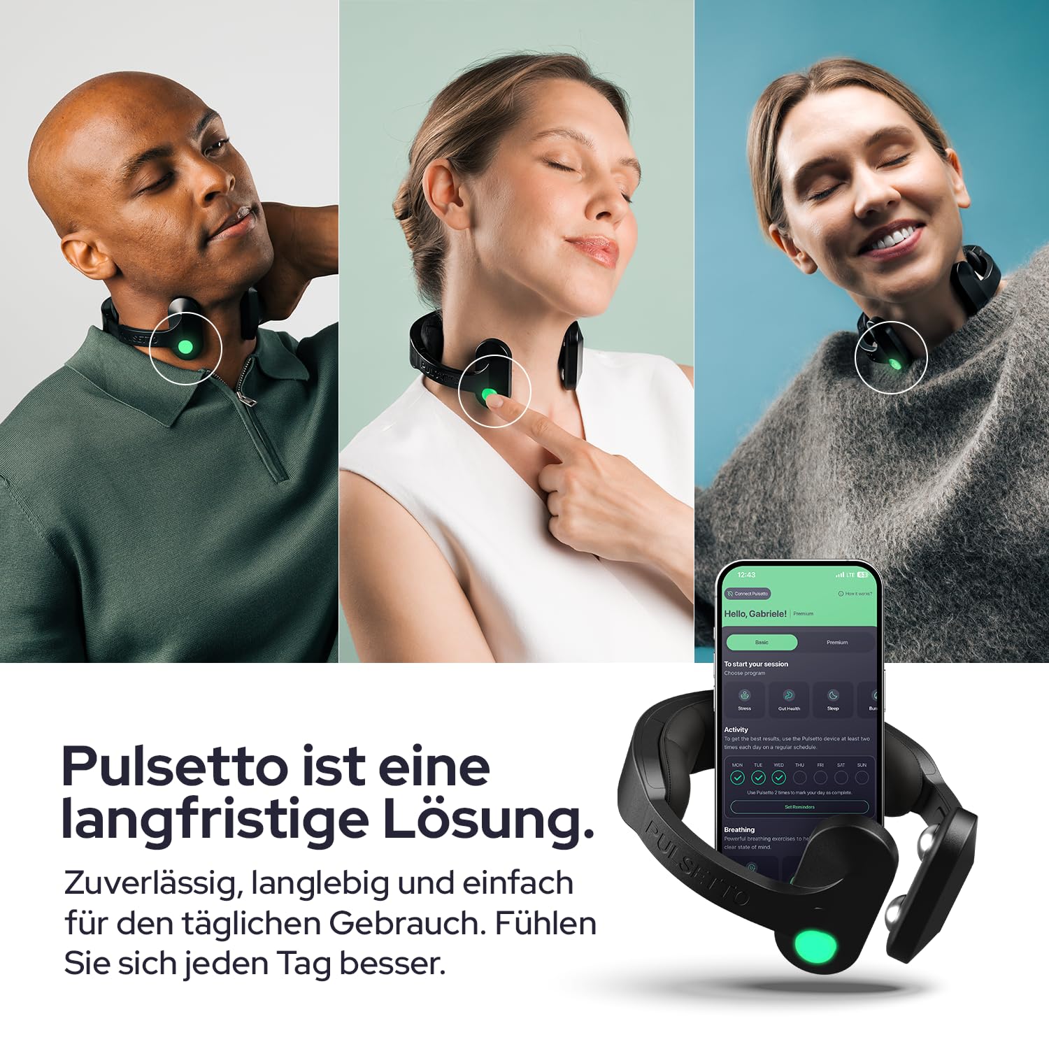 Pulsetto FIT (V2) Wellness-Wearable – Gerät zur Unterstützung von Entspannung, Schlaf und täglichem Wohlbefinden