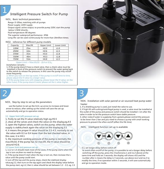 1 Pcs Automatic Digital Pressure Controller 220v Water Pump Pressure Switch Controller with Automatic Protection Against Water Shortage