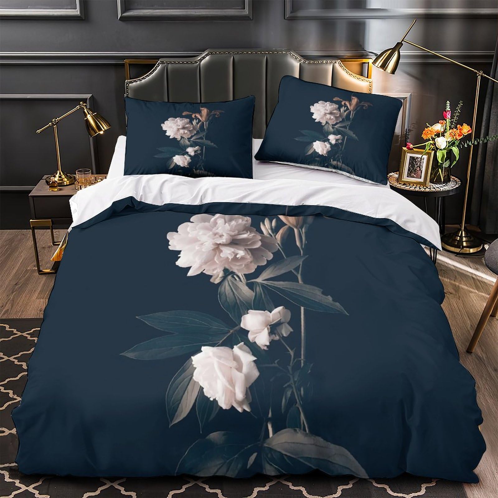 Parure de lit hypoallergique pour peau sensible housse de couette decorative effet 3D vagues