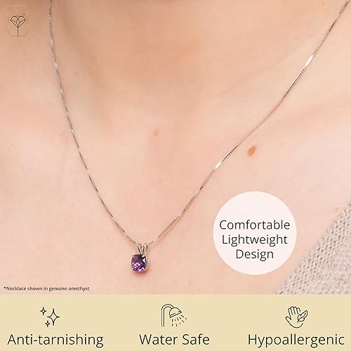 Miniatura 4 de MAX + STONE Cushion Cut Gemstone Necklace 8mm Solitaire Birthstone Necklace for Women Gemstone Pendant Necklaces with 18 inch Box Chain