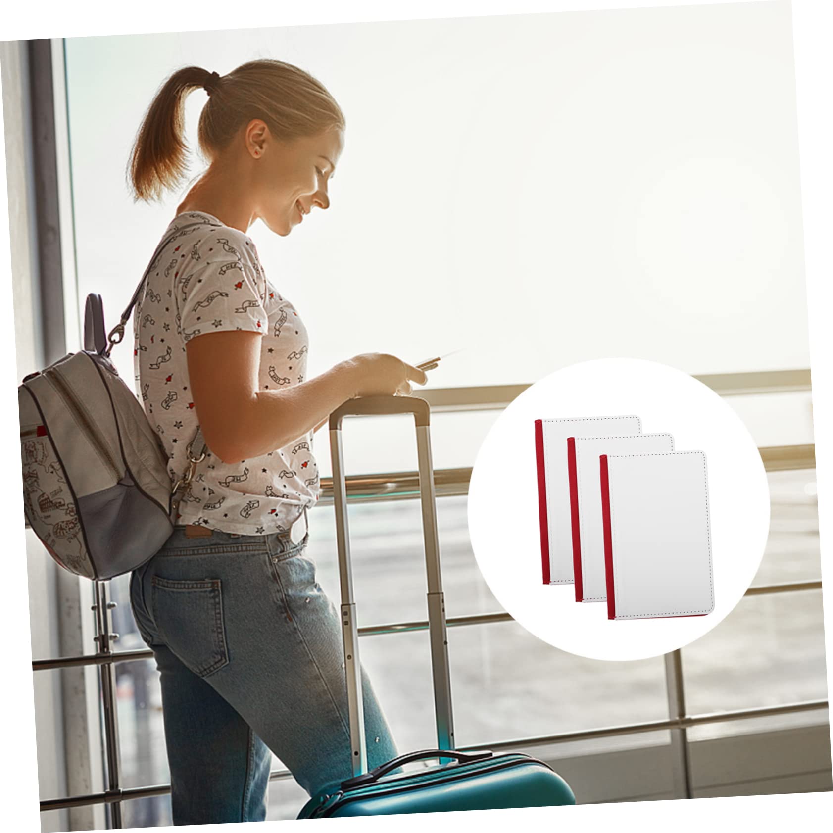 Holibanna Billetera de Viaje Roja de Cuero PU 3 Piezas Gran Capacidad y Diseño Práctico para Organizar Pasaportes y Tarjetas de Forma Segura