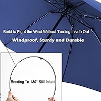 Vista 10 de LANBRELLA Paraguas plegable inverso compacto paraguas de viaje a prueba de viento automático Negro