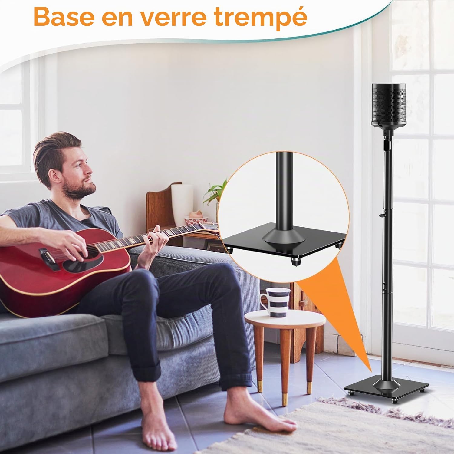Elived Paire de Supports pour Enceintes Sonos ERA100, Sonos One, One SL, Play:1, Hauteur réglable jusqu'à 1103 mm, Support sur Pied avec Gestion des câbles, Charge maximale de 5 kg, EV5024