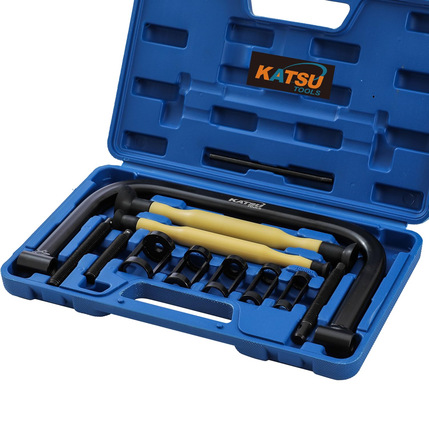 KATSU Tools 12 pièces Kit d'outils de compresseur de ressort de soupape portable avec kit de valve pour voiture, camionnette, moto, automobile, modèle 450342