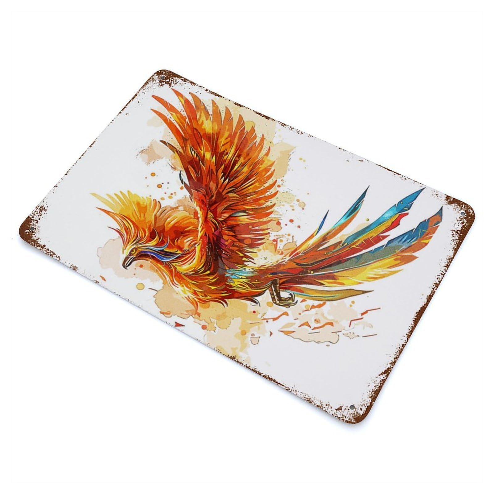 Phoenix Painting Rusty Metal Tin Sign 11.8"x7.9", for Basement, Hobby Room And Garage Decor, Retro Wall Decor