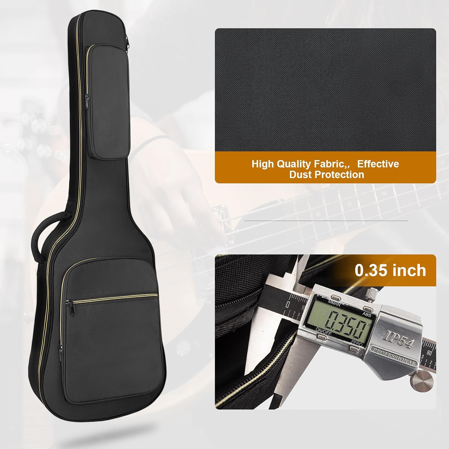 LETSROCK 39 40 41 Inch Electric Guitar Bag, Electric Guitar Gig Bag 0.35 Inch waterproof Thick Padding Backpack Soft Electric Guitar Case Dual Adjustable Shoulder Strap Pocket & Back Hanger Loop Black