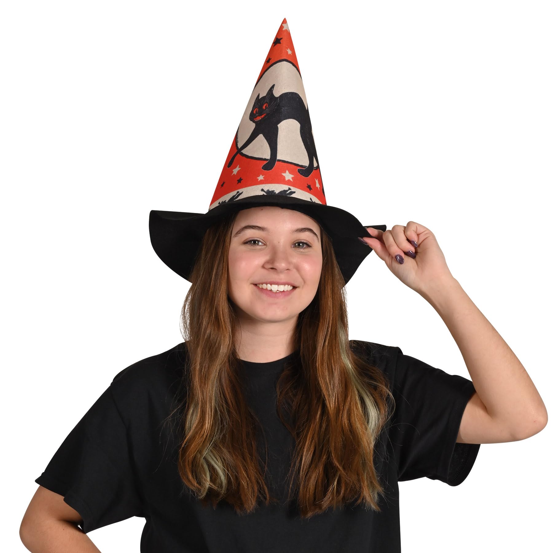 Beistle Vintage Halloween Felt Hats, Set of 2- Spooky Costume and Trick-or-Treat Party Accessories, Orange/Black/Off-white - Image 3