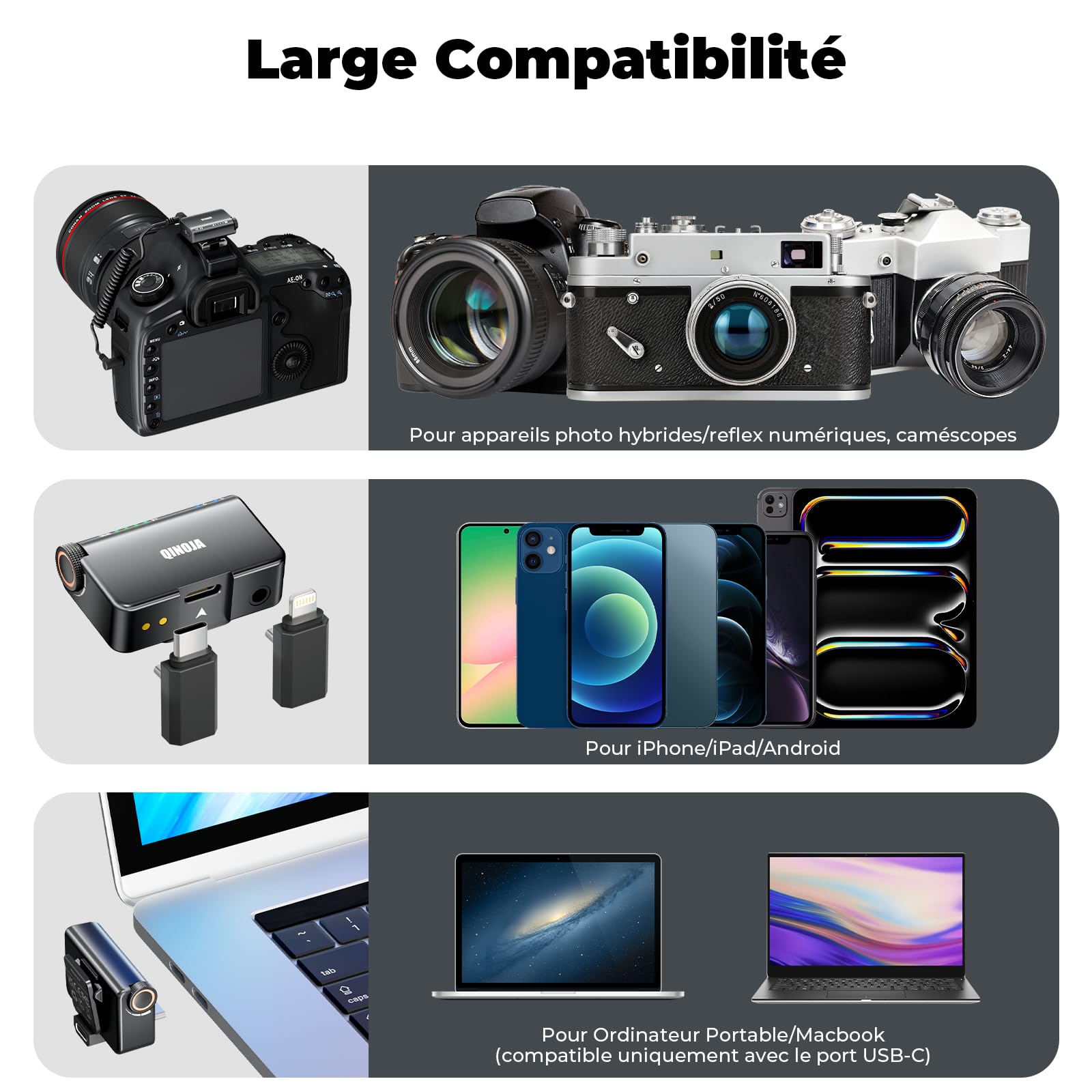 Micro Cravate sans Fil pour iPhone/Android/Caméra/Ordinateur - Réglage du Gain, Réduction du Bruit par IA, Boîtier de Recharge, Mini Microphone Magnétique pour Vlog, Streaming