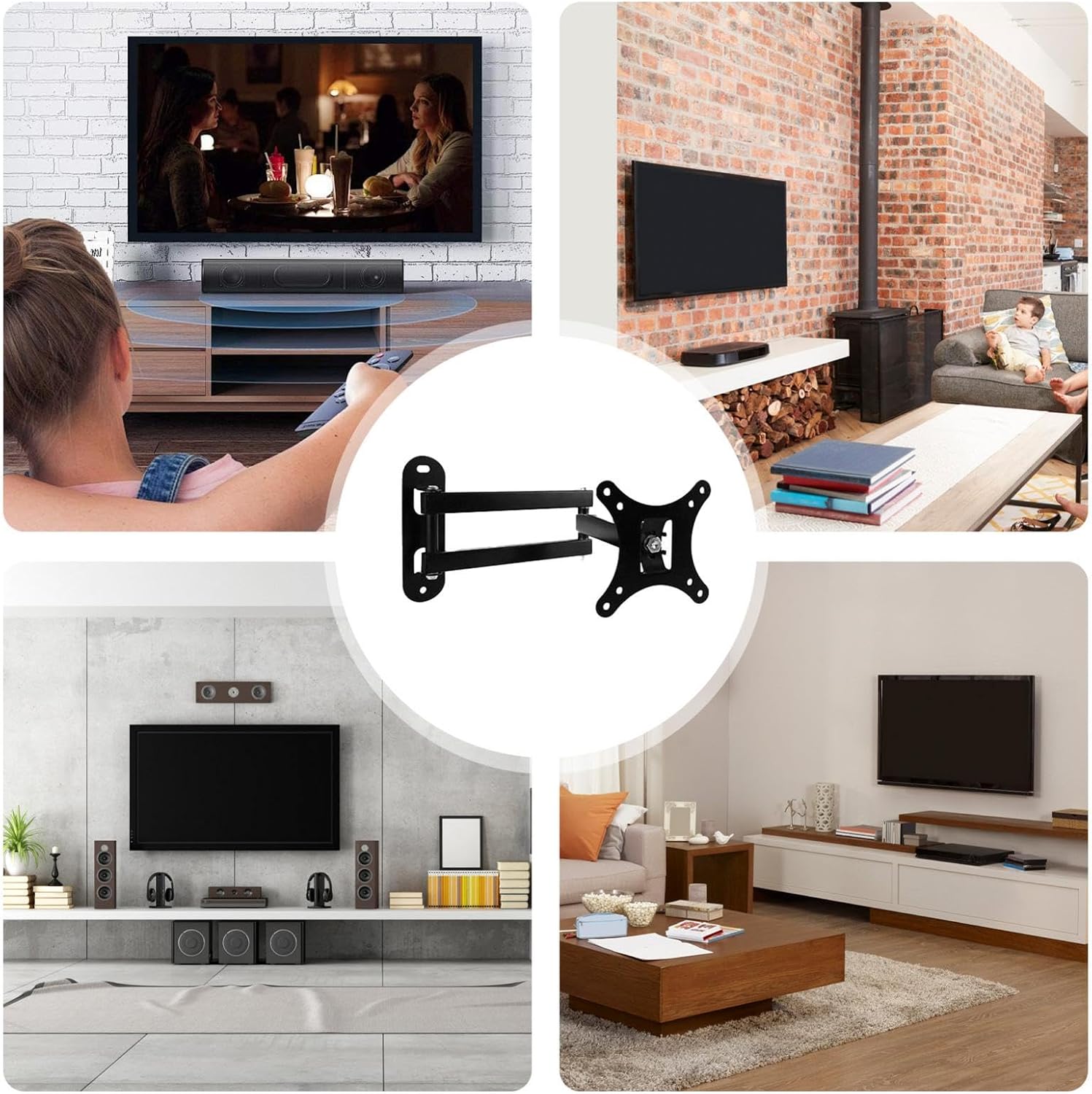 Heavy-Duty Adjustable Swivel Wall Mount for Flat Screen TV, Stainless Steel Bracket, Easy Installation for Optimal Viewing Experience, Compatible with Most Models