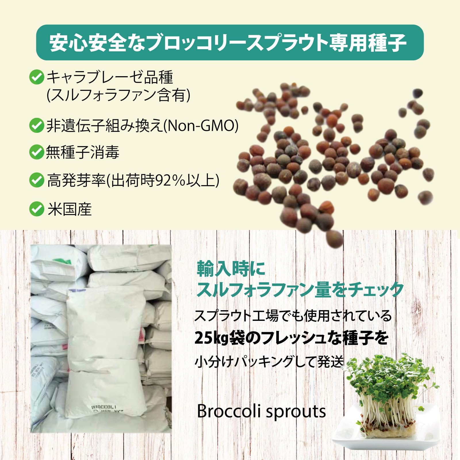 Amazon.co.jp: ブロッコリースプラウト 種子 栽培キット 非遺伝子組