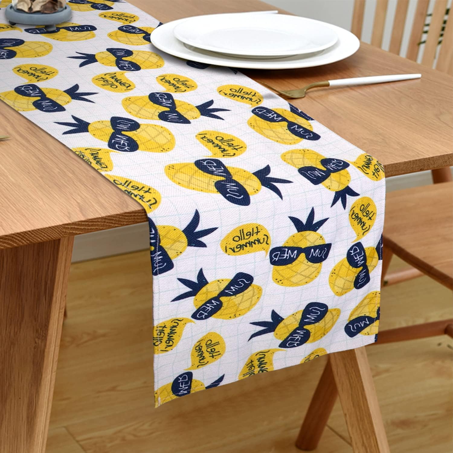 JUBTIC Spring Table Runner Cotton Linen Summer Table Runners 72 Inches