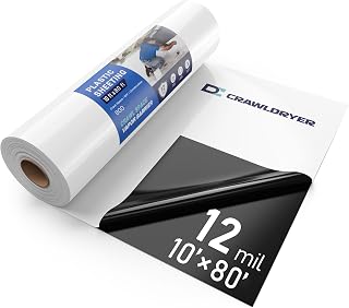 Crawl Space Vapor Barrier - 12 mil (10' x 80'), Heavy Duty Plastic sheeting, Concrete Vapor Barrier Covering for Crawlspace Encapsulation kit, Thick Polyethylene Film, Black and White Panda Film